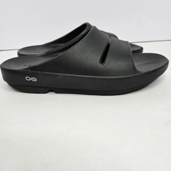 OOFOS Slip On Black Sandals Unisex M9-W11 Heel To Toe 11.5" - Picture 6 of 12